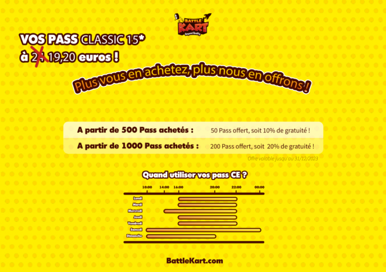 Tarif BattleKart billetterie pour les CE